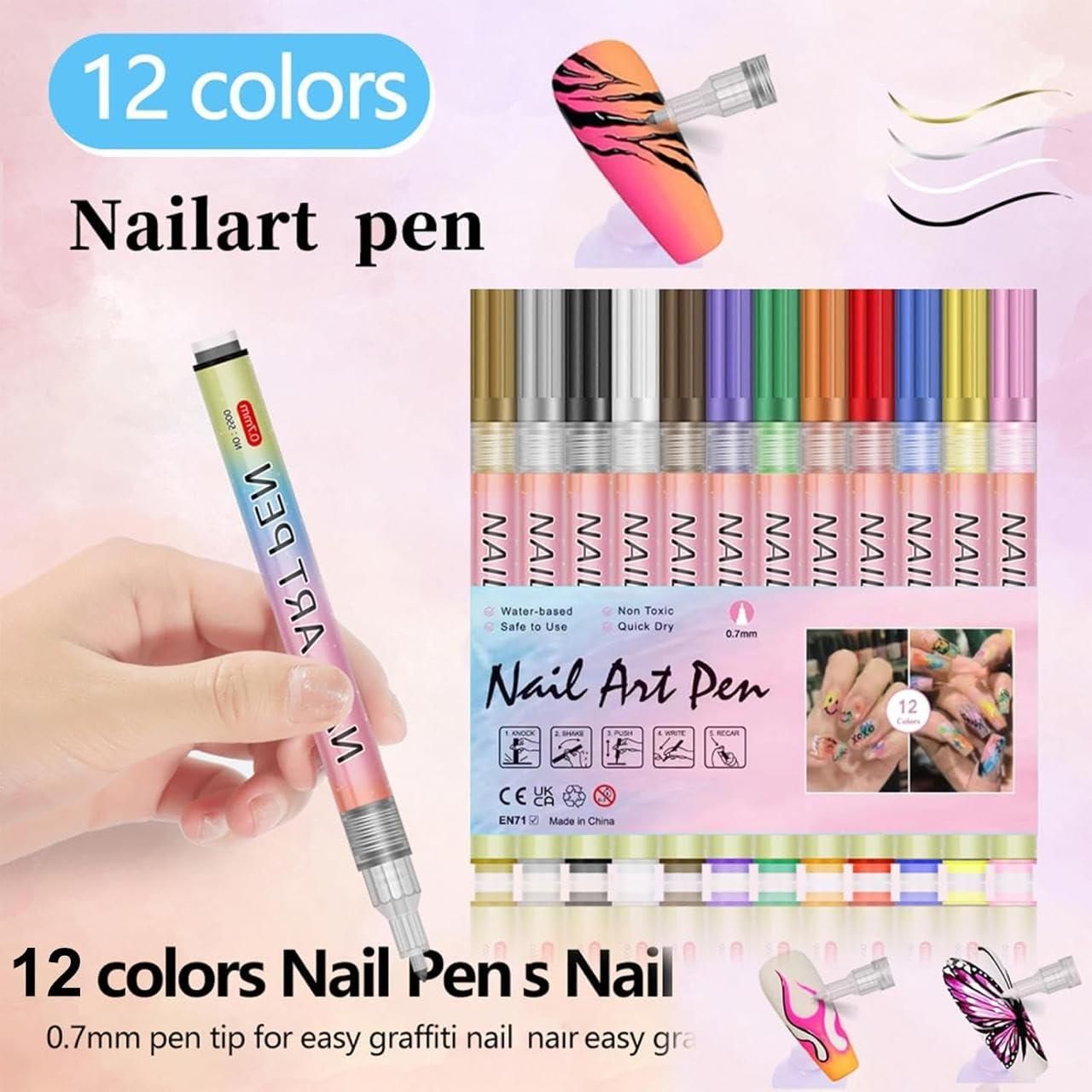 ✨ 12-Color Nail Art Pen Set – Precision Design Made Easy ✨