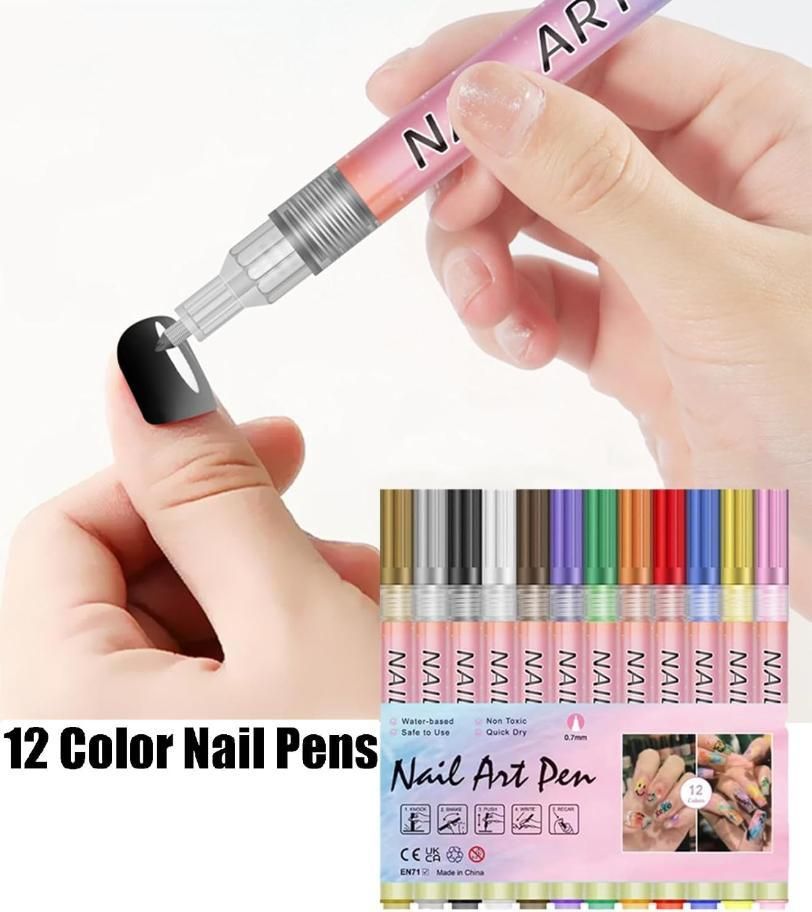 ✨ 12-Color Nail Art Pen Set – Precision Design Made Easy ✨