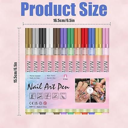 ✨ 12-Color Nail Art Pen Set – Precision Design Made Easy ✨