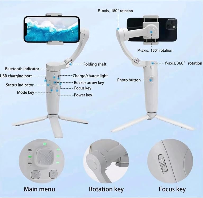 M1 3-Axis Merak One Original Gimbal | Advanced Gyroscope Stabilization | Smooth, Shake-Free Footage |