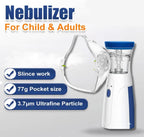 Portable Mesh Nebulizer for Adults & Kids – Mini Handheld Ultrasonic Inhaler, Low-Noise Steam Vaporizer for Home & Travel, Wireless Respiratory Vaporizer with Mask