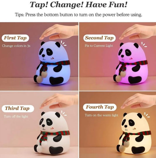 DOCAT Panda Night Light for Kids Bedroom – 8-Color LED Changing Silicone Lamp, Cute Decor & Gift for Girls, Boys & Women
