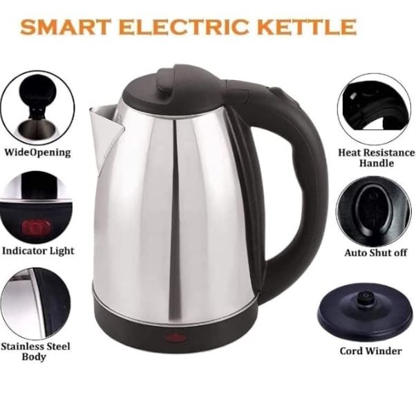 2L Electric Kettle, Tea -Coffee Maker Electric Kettle (2 L, BLACK & SILVER STEEL)